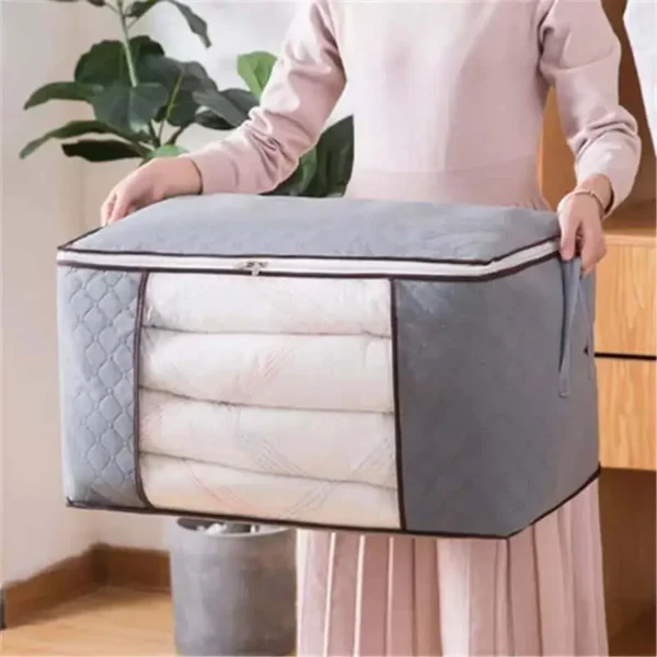 Foldable Large Non-woven Blanket Clothes Storage Bag Organizer - Image 3