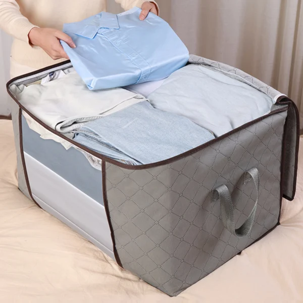 Foldable Large Non-woven Blanket Clothes Storage Bag Organizer - Image 2