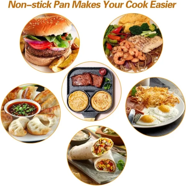 3in1 Multifunction Breakfast Frying Non-stick Pan Egg Bacon Cooker Fried Steak Burger - Image 2