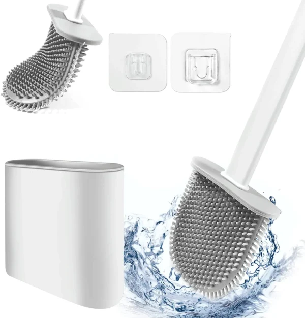 Wall Mounting Silicon Western Toilet Brush with Holder Stand - Image 3