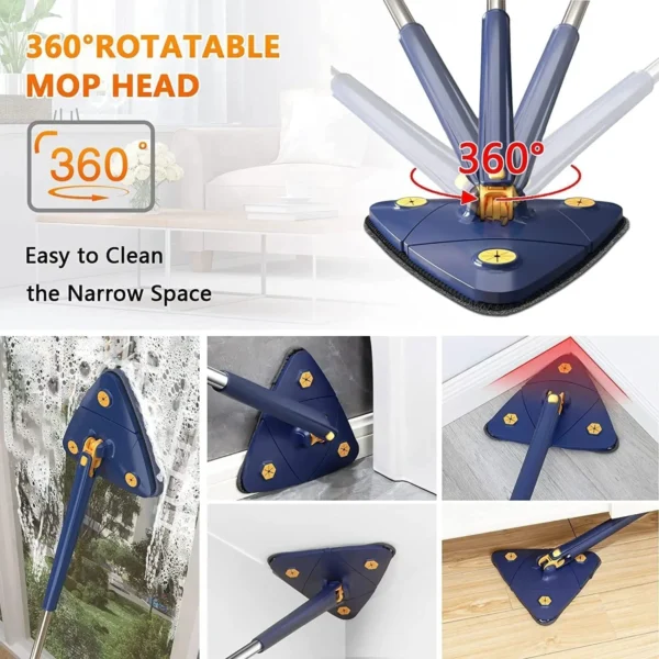 360° Rotatable Adjustable Triangle Cleaning Mop Extendable  with Long Handle Hand Twist Quick Dry Mop - Image 4